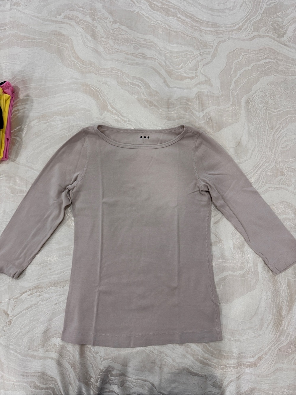 Three Dots Scoop Neck Long Sleeve Top - Taupe